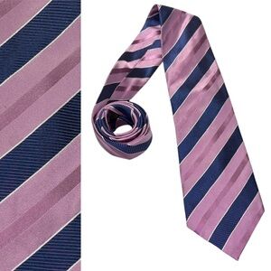 Henry Jacobson 100% Silk striped blue and pink necktie tie men’s career office